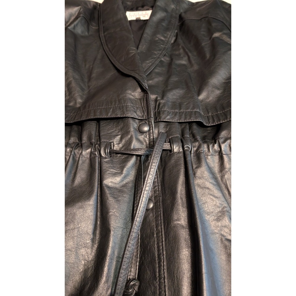 Women's Vintage 1980's-90's Wilson's Pelle Black Leather Shawl Jacket Size XL